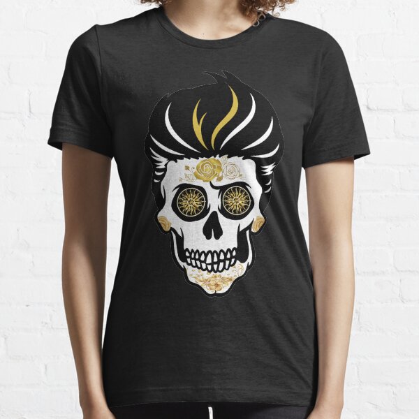 Great Skull and Golden Flowers Essential T-Shirt