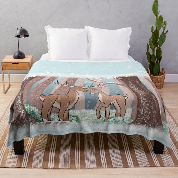 Item preview, Spotted Deer couple in a snowy forest designed and sold by BerryShyKittens.