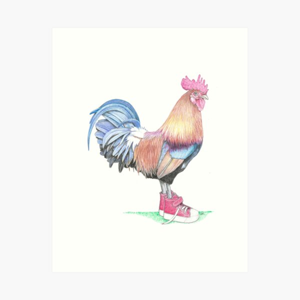 Rooster in Toddler Sneakers Art Print