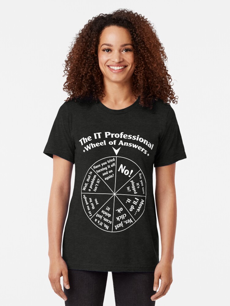 Thumbnail 2 of 7, Tri-blend T-Shirt, The IT Professional Wheel of Answers. designed and sold by OffensiveFun.