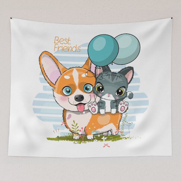 Item preview, Cute Dog Korgi with Cute Kitten - Best Friends designed and sold by innazimovec.