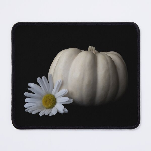 Item preview, White Pumpkin and Daisy Flower on Black Background- Season designed and sold by Lisa Thomas.