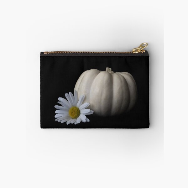 Item preview, White Pumpkin and Daisy Flower on Black Background- Season designed and sold by Lisa Thomas.
