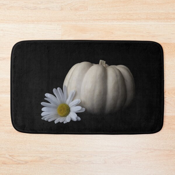 Item preview, White Pumpkin and Daisy Flower on Black Background- Season designed and sold by Lisa Thomas.