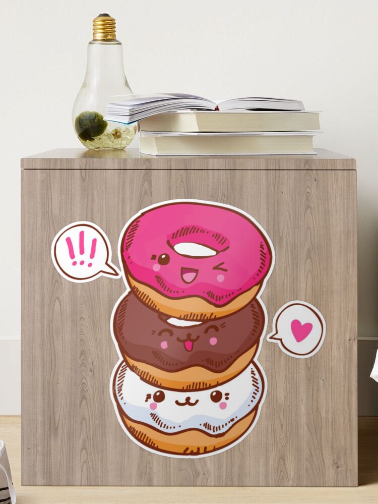 Set of 12 Cute Kawaii Food Stickers Approx 2 on Longest Side Donut