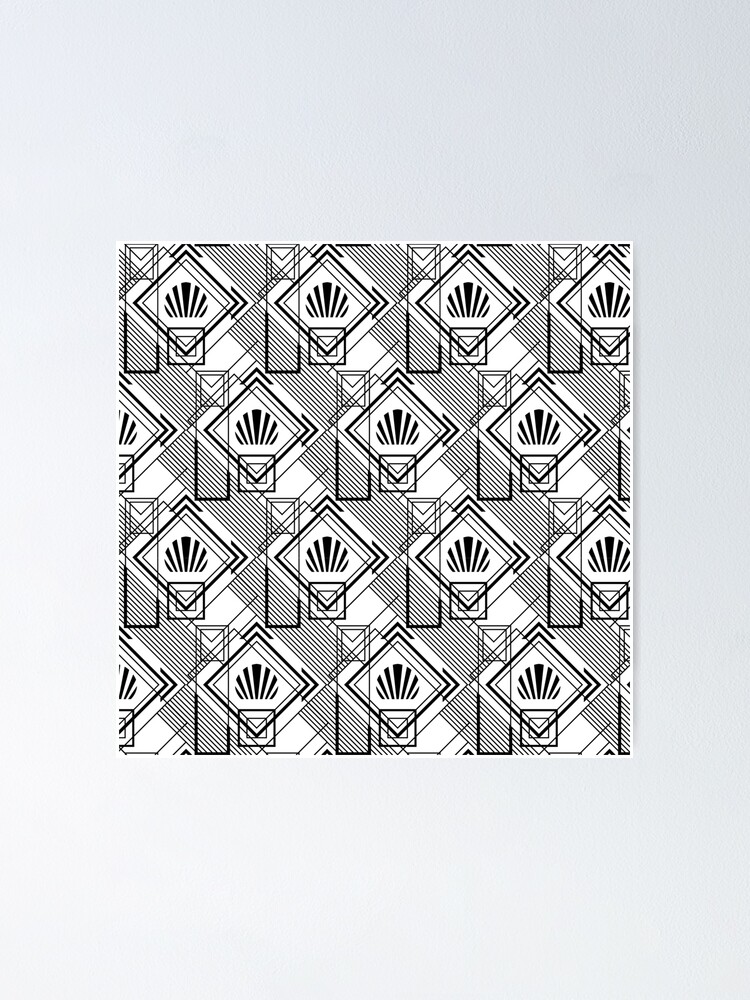 "Art Deco Geometric Black And White Exotic Pattern" Poster by DEC02