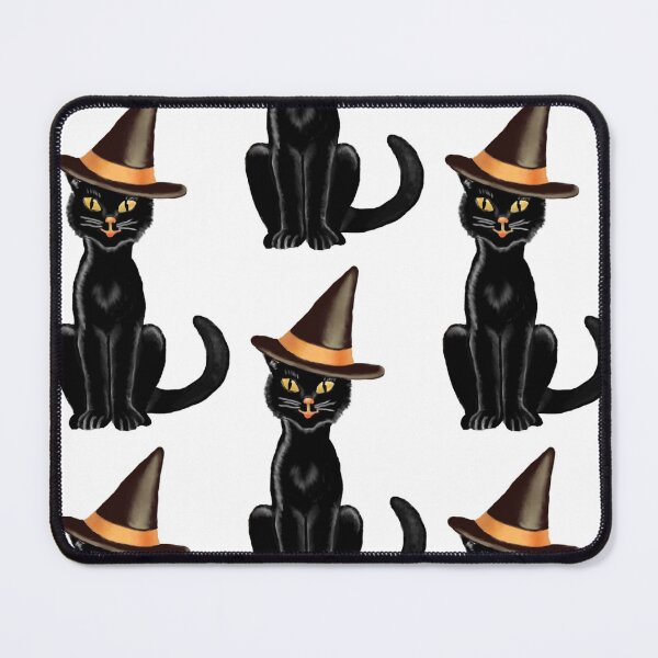 Item preview, Antique Inspired Black Cat in Witch Hat, Digital Painting, Single and Repeating Pattern designed and sold by Nicolette Olivier.