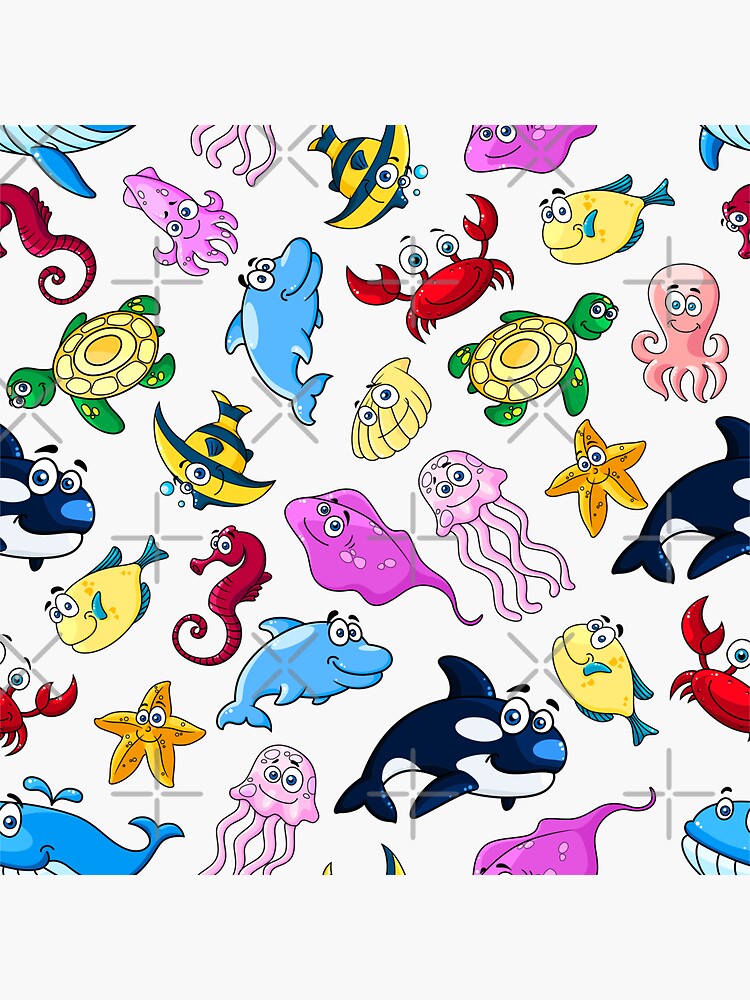 "Cute sea animals with a funny face" Sticker by LotfiHamani | Redbubble