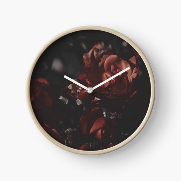 Moody Red Floral Background Clock