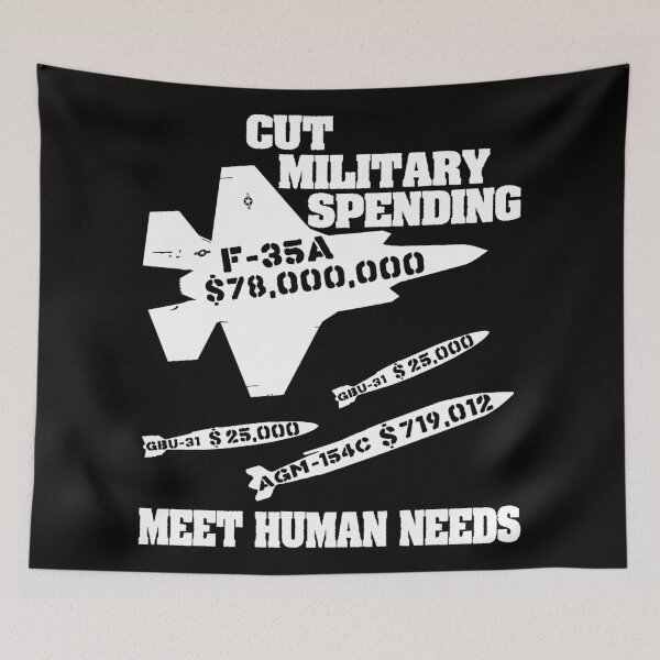 Item preview, Cut Military Spending, Meet Human Needs - Anti War, Leftist, Socialist designed and sold by SpaceDogLaika.