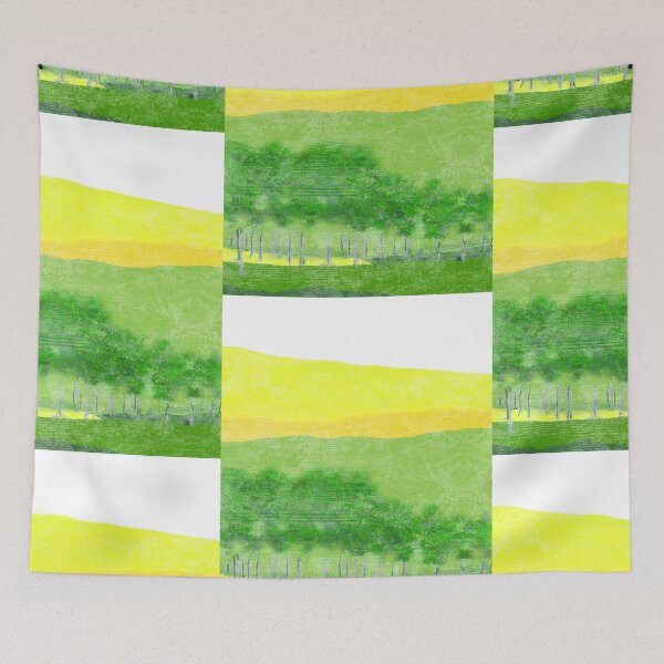 Item preview, Wolf Kahn Yellow green abstract landscape modern art designed and sold by popping daisy.
