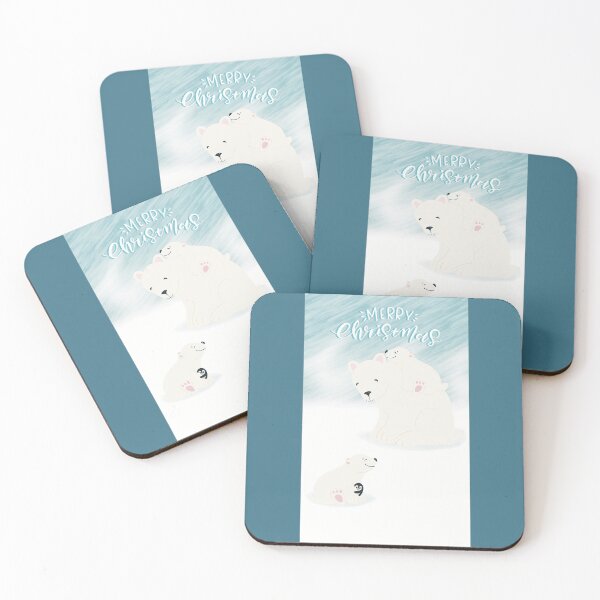 Item preview, Merry Christmas with mama polarbear and her two cubs in the snowstorm designed and sold by marina63.