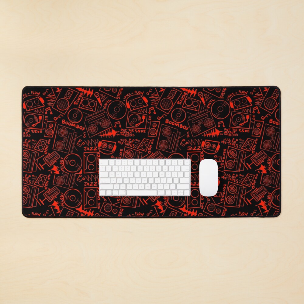 Throwback Hip Hop Music Pattern Trend Red Mouse Pad