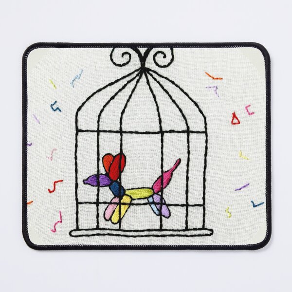 Item preview, Rainbow Balloon Dog in Cage with Confetti Embroidery designed and sold by ashleygilland.