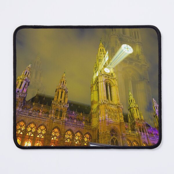 Item preview, Gothic effect, double image and zoom blur effect creating erie impressionist image of towm hall or Rathaus in Vienna., Austria. designed and sold by Brian Scantlebury.