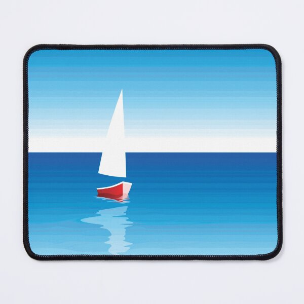 Item preview, Red Sailing Boat on Calm Blue Sea designed and sold by QuarterMoon.