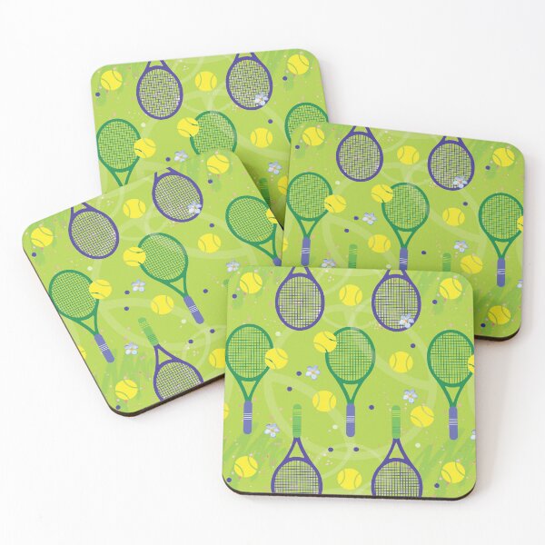 Item preview, Green tennis pattern with yellow tennis balls designed and sold by EvieWoj.