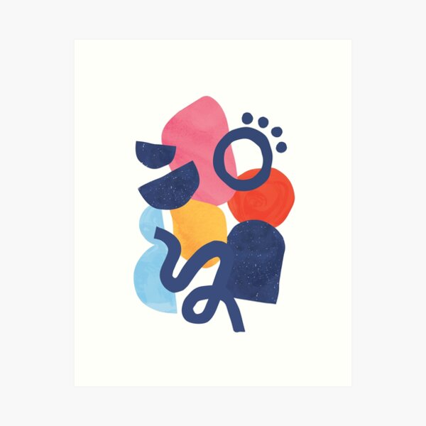 Cosy Organic Shapes Navy Art Print