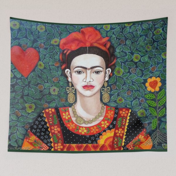 Item preview, Frida portrait with red ribbons designed and sold by Madalena Lobao-Tello.