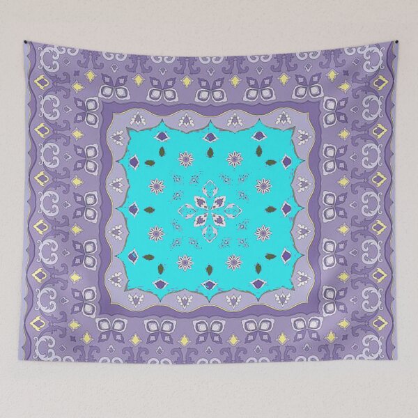 Item preview, bandana, purple and blue bandana, , middle eastern pattern, persian rug, etherial, spriritual, meditation, aromatherapy, hippie, calming,  designed and sold by Nostrathomas66.