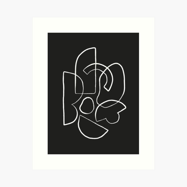 Linked Lines on Black 2 Art Print
