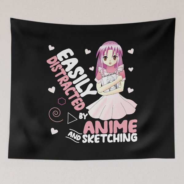 Item preview, Easily Distracted by Anime and Sketching Funny Anime designed and sold by Estrytee.