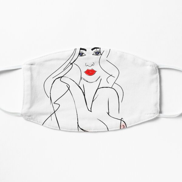 Busty female bikini line art Flat Mask