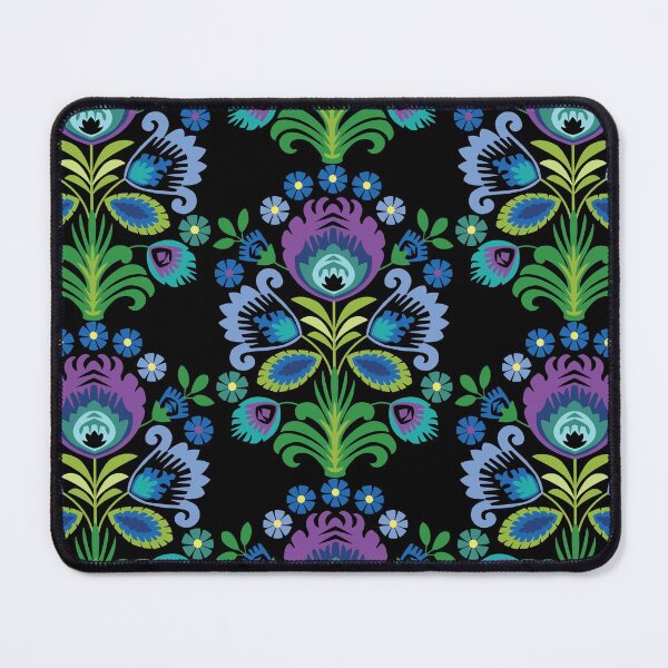 Item preview, Polish Folk Flowers Purple on Black designed and sold by Barbara Pixton.