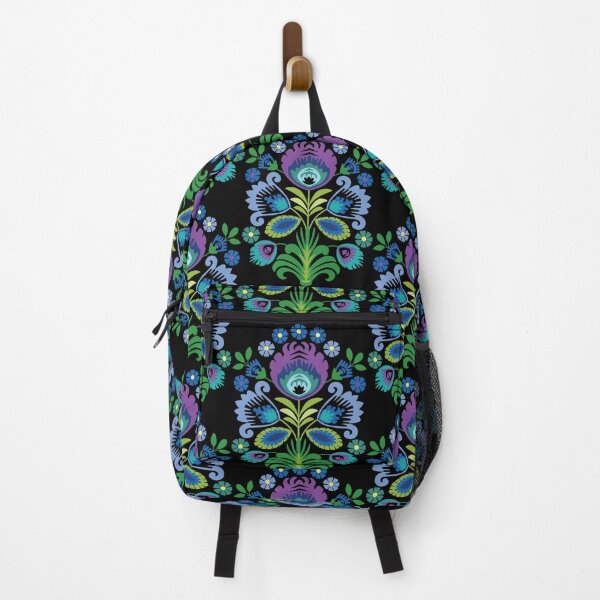 Item preview, Polish Folk Flowers Purple on Black designed and sold by Barbara Pixton.