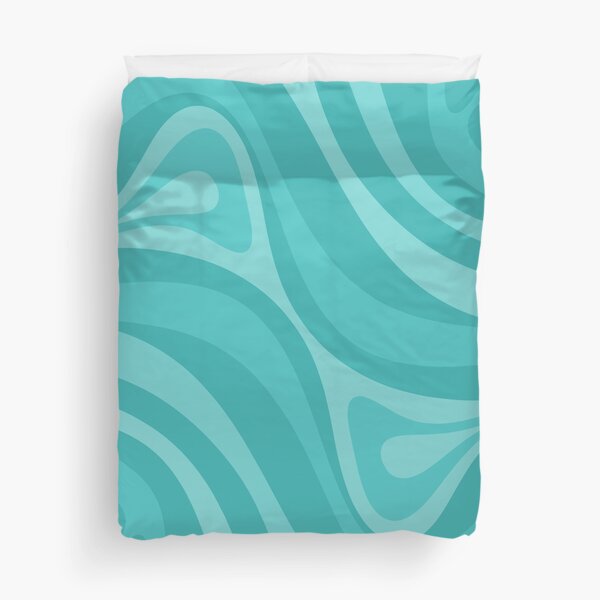 New Groove Retro Liquid Swirl Abstract Pattern in Turquoise Teal Duvet Cover