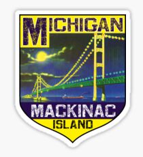 MACKINAC ISLAND MICHIGAN BRIDGE LAKE HURON GREAT LAKES VINTAGE BOAT Sticker