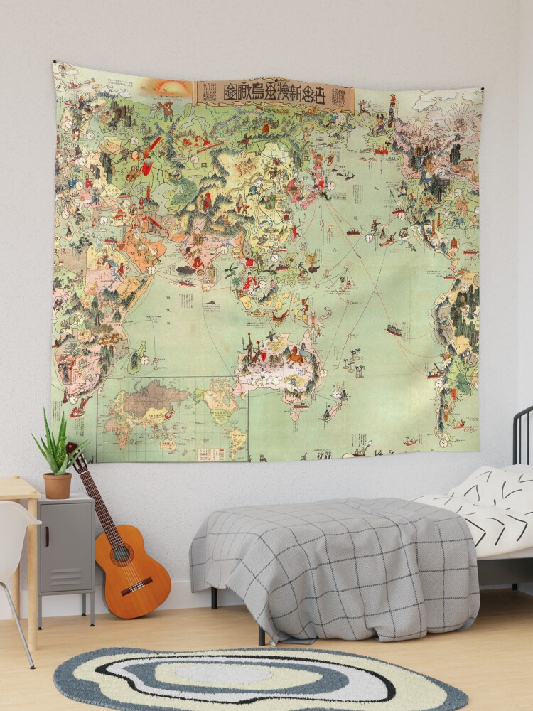 vintage tapestry 街 Quaint Town Wall Tapestry