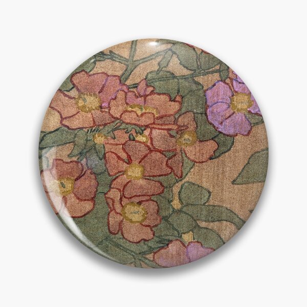 Item preview, Pink Roses on Terracotta Color Ground (1915) by Hannah Borger Overbeck designed and sold by LoudLizzy.