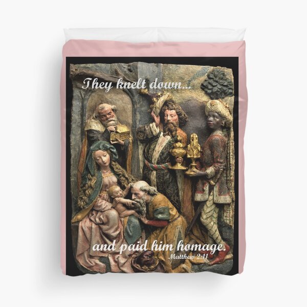 They Knelt Down… Christmas Art Duvet Cover
