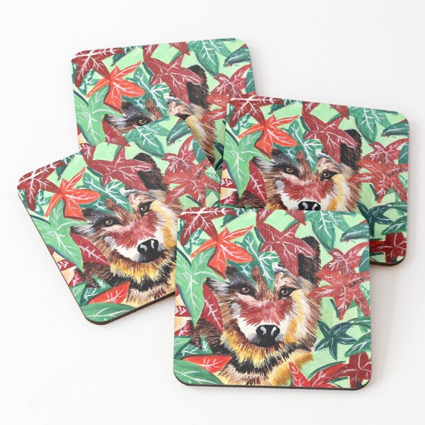 Item preview, Wolf with Autumn Leaves designed and sold by Jaya Tewart.
