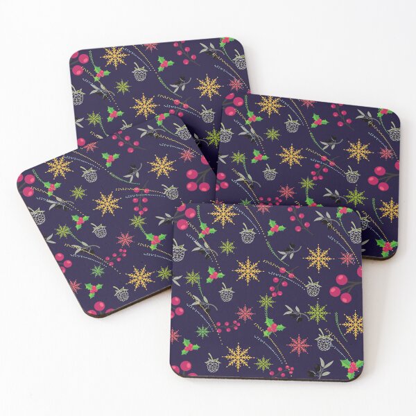 Item preview, SNOWFLAKES HOLLY AND BERRIES designed and sold by ChunkyMonty.