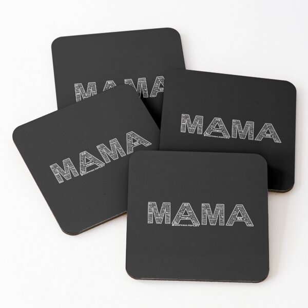 MAMA | Black | by Sophia Ripley  Coasters (Set of 4)