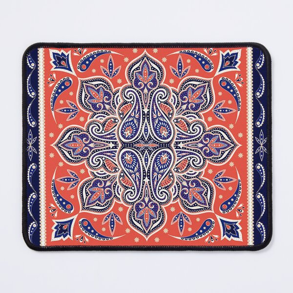 Item preview, bandana,orange and blue bandana, , middle eastern pattern, persian rug, etherial, spriritual, meditation, aromatherapy, hippie, calming, designed and sold by Nostrathomas66.
