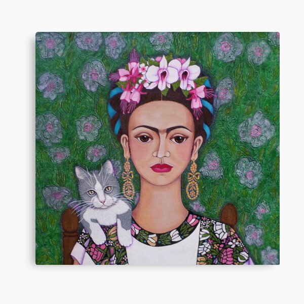 Frida Cat Lover plus proche Impression sur toile