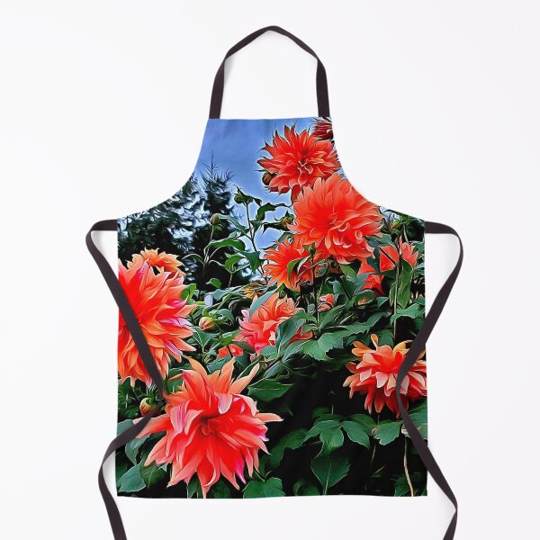 Artikelvorschau, Wunderschöne orangefarbene Dahlien im Frühherbst entworfen und verkauft von SeaChangeDesign.