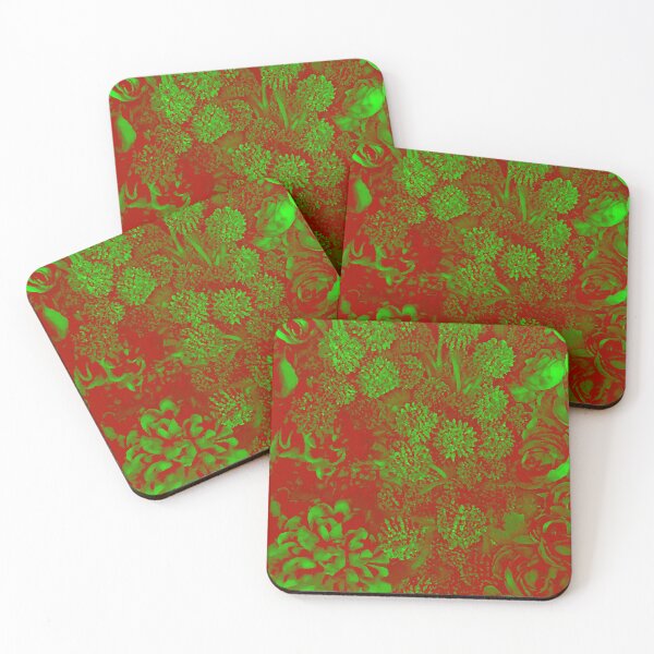 Item preview, Red and Neon Green flowers by Iritof designed and sold by iritof.