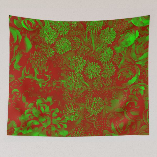Item preview, Red and Neon Green flowers by Iritof designed and sold by iritof.