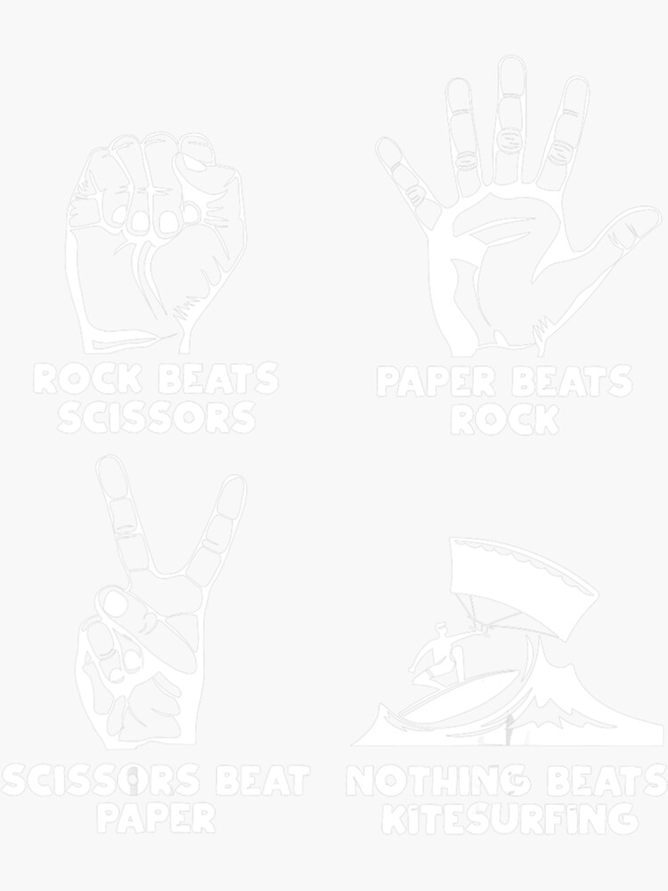 "Nothing Beats Kitesurfing Rock Paper Scissors Funny Meme" Sticker for