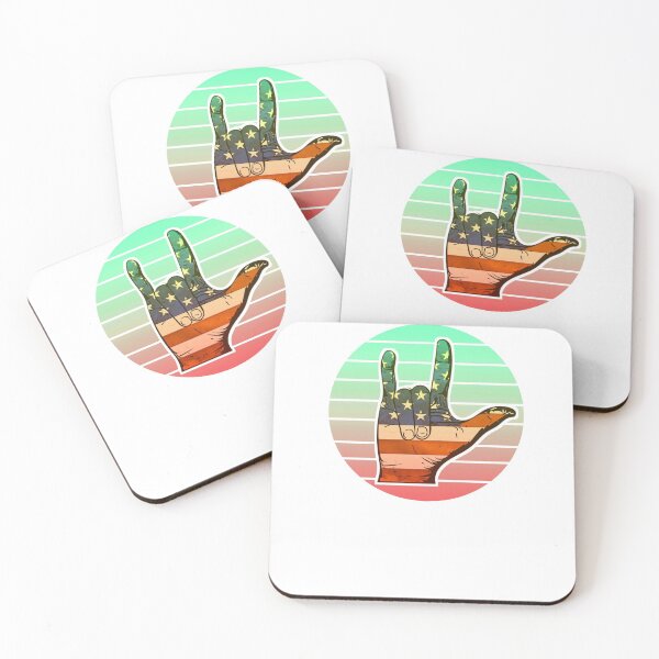 Item preview, Sunset Stylish ASL Love symbol with American flag designed and sold by BubbleCrumbs.