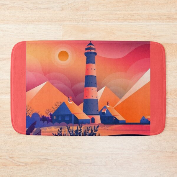 Item preview, vintage lighthouse digital art with Evening skies sunset designed and sold by Bkstores.