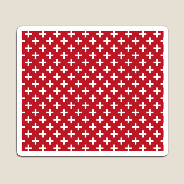 Crosses | Criss Cross | Swiss Cross | Hygge | Scandi | Plus Sign | Red and White | Magnet