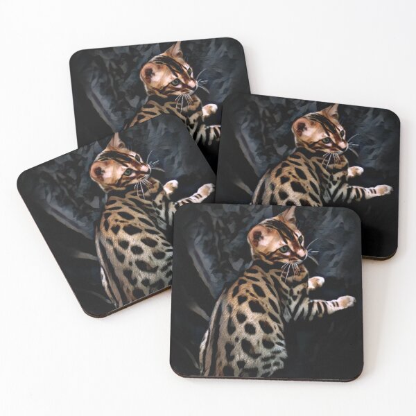 Item preview, Gold Bengal Kitten On A Dark Background designed and sold by Heathermarie321.