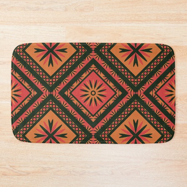 Item preview, Coral peach  floral oriental tribal textile pattern art designed and sold by DADA635.
