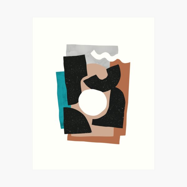 Abstract Shapes 5 - Black Brown Grey Turquoise Art Print