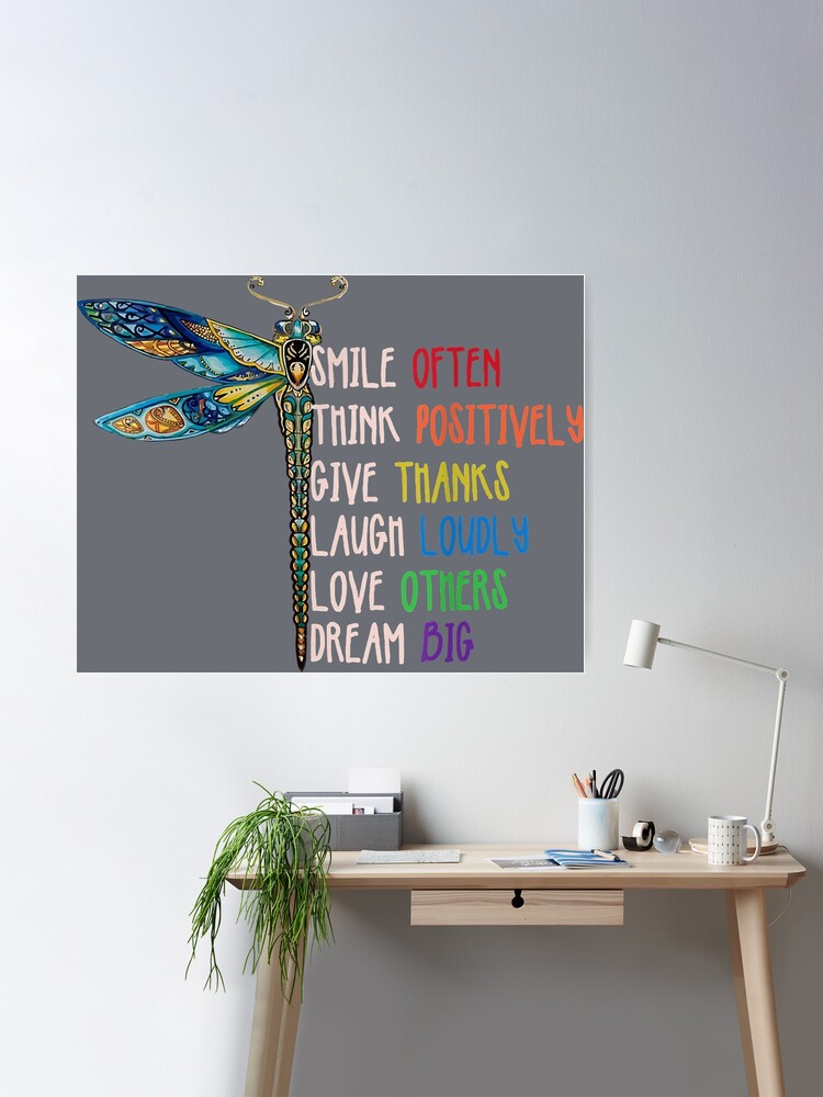 Motivation Inspiration Dragonfly Love Quote Good Vibes Dragonfly Colorful  Insect Lovers Poster for Sale by didian03